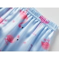 thumbnail image 2 of Cute Pink and Purple Flamingo Pajama Set for Girls – Satin Silky Long Sleeve & Pants Button Down PJ Set Size 10, 2 of 7