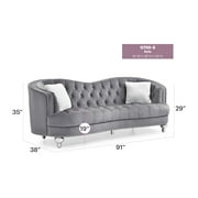 Glory Furniture Jewel Velvet Sofa in Gray