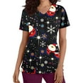 thumbnail image 2 of Lolmot Scrub Tops for Women Christmas Printed Short Sleeve V-Neck Nurse Working Uniform Holiday Tunic Blouse with Pockets, 2 of 5