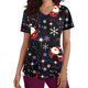 thumbnail image 2 of Pntutb Moda para mujer Camisetas de manga corta con cuello en V Uniforme de trabajo Estampado de Navidad con tops de blusa de bolsillo Pntutb Pntutb-5675, 2 of 5