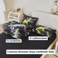 thumbnail image 6 of URBONUR 3Pcs Black Dinosaur Queen Comfotrer Set for Boys Kids Teens Colorful Dinosaur Bedding Sets Soft Lightweight Bed Sets with Pillowcases, 6 of 7