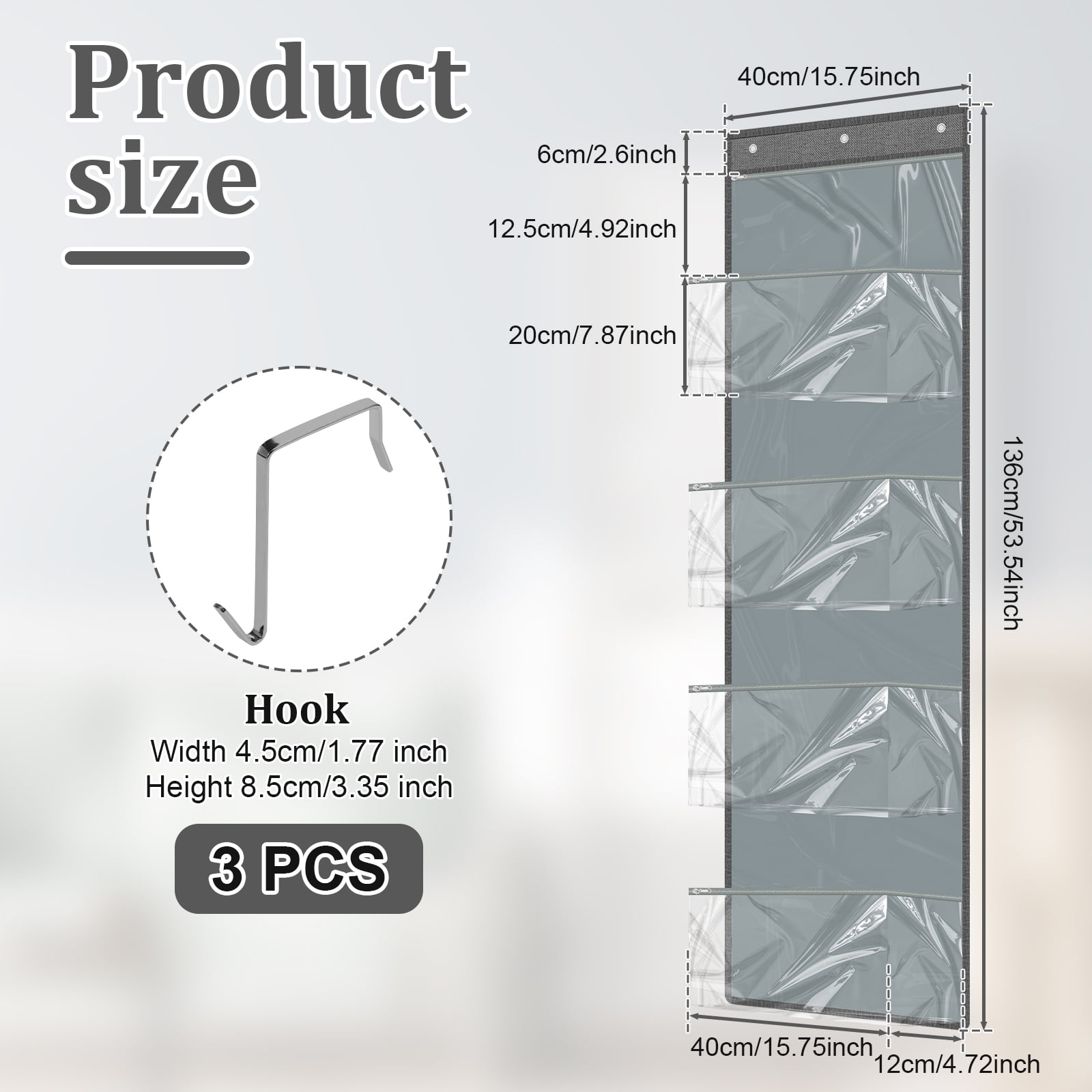 Hanging Yarn Storage Organizer Large Capacity Knitting Storage Organizer Space Saving Yarn Storage with 5 Zippered Compartments for Crochet Knitting Lovers