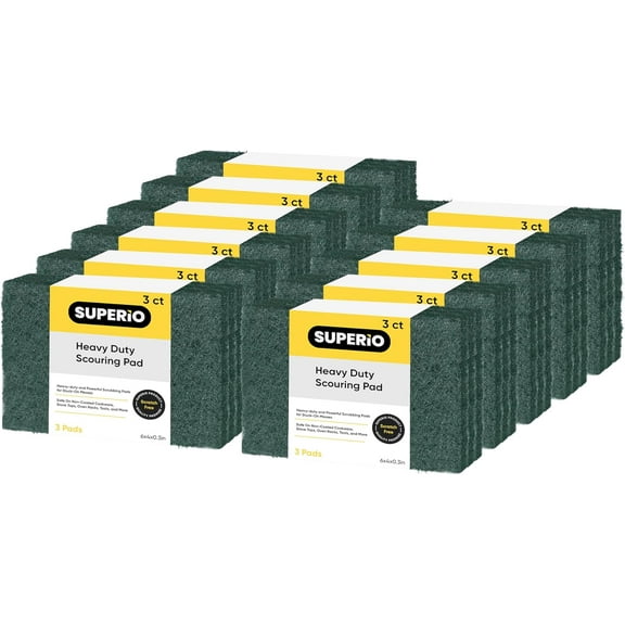 Scouring Pad Non-Scratching Scrubber Non-Scratch Cleaning Scrub Pads Heavy Duty Scouring Pad Reusable Kitchen Scrubbing Pad Pack of 33 Green, by Superio