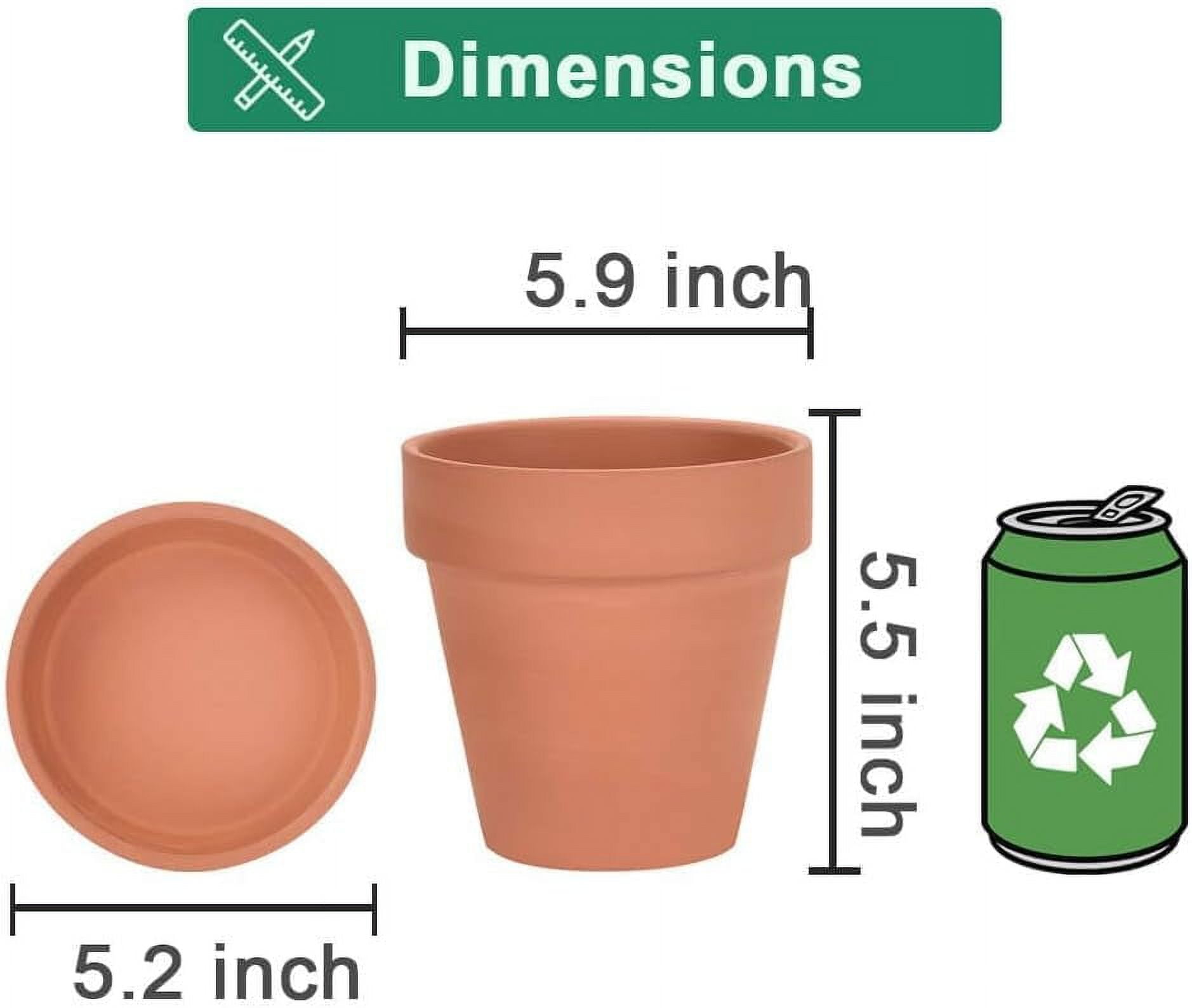 vensovo 6 Inch Terracotta & Clay Pots for Plant with Saucer - 4 Pack Medium Terra Cotta Planter with Drainage Hole, Flowerpot for Indoor Outdoor Plants, Crafts, Wedding Favor