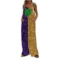 thumbnail image 2 of Jumpsuits For Women Trendy Mardi Gras Printed Jumpsuit Casual Button Pocket Sleeveless Wide Leg Trousers Multicolor XL, 2 of 6