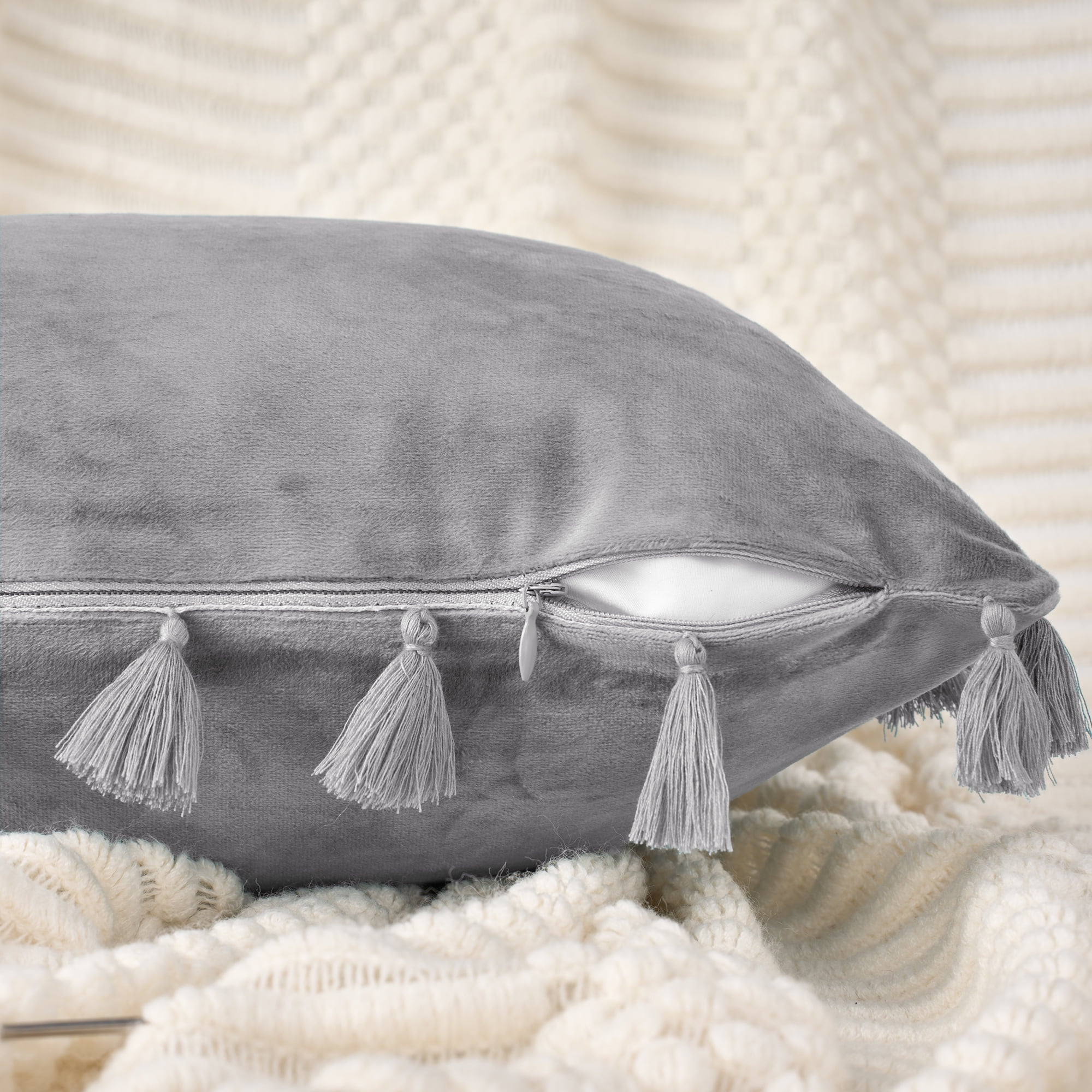 Unique Bargains Velvet Soft Throw Pillow Covers Pack of 2 Grey 18" x 18"