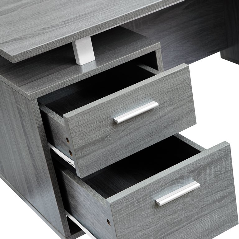 Techni Mobili Modern Adult Office Desk with Drawers and Storage, 51.25  Wx23.25”Dx29.75”H, Gray/Silver