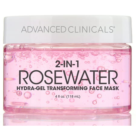 Advanced Clinicals Rosewater Mask for Fine Lines, Dry Skin, Puffiness.  2-in-1 overnight sleep mask with Bulgarian Rose, Coconut Oil, and Natural Fruit Extracts. 4 fl oz (Best Dry Fruits For Skin)