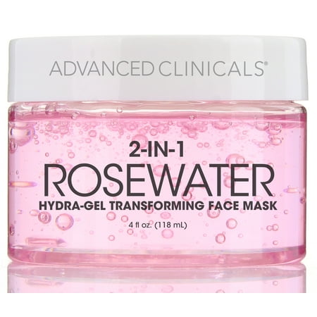 Dry Mask (Advanced Clinicals Rosewater Mask for Fine Lines, Dry Skin, Puffiness. 2-in-1 overnight sleep mask with Bulgarian Rose, Coconut Oil, and Natural Fruit Extracts. 4 fl oz)