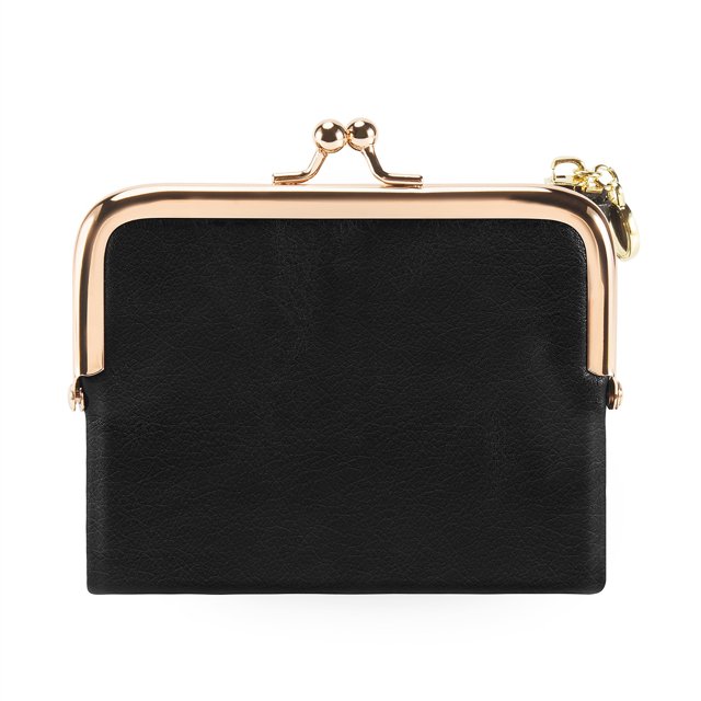 Monedero plegable con monedero corto para mujer con cremallera y localizador de beso