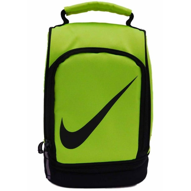 Nike Kids Mens Lunch Tote Dome Lunch Bag Neon Green 2 Compartment Lunch