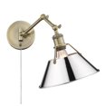 thumbnail image 4 of Yep by Golden Lighting Orwell 1-light Swing Arm Wall Lamp in Aged Brass and Chrome shade, 4 of 5