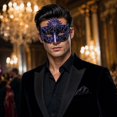 thumbnail image 4 of Masquerade Mask Purple Sun Motif Venetian Style for Men Halloween Accessory for Party and Events, 4 of 6