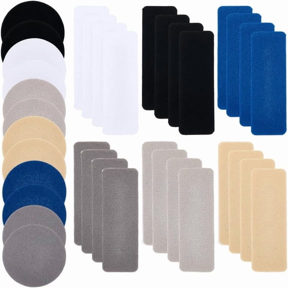 44Pcs 6 Colors Shoe Patches for Holes Self-Adhesive Rectangular Round Shape Heels Repair Fabric Form Replacement Patch Kit for Sneakers Tennis Shoes Mesh Prevention Toe Heel Colorful
