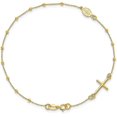 thumbnail image 3 of Avariah Diamonds 14k Yellow Gold Polished Cross Rosary Bracelet - 6.5"- Made In Italy, 3 of 6
