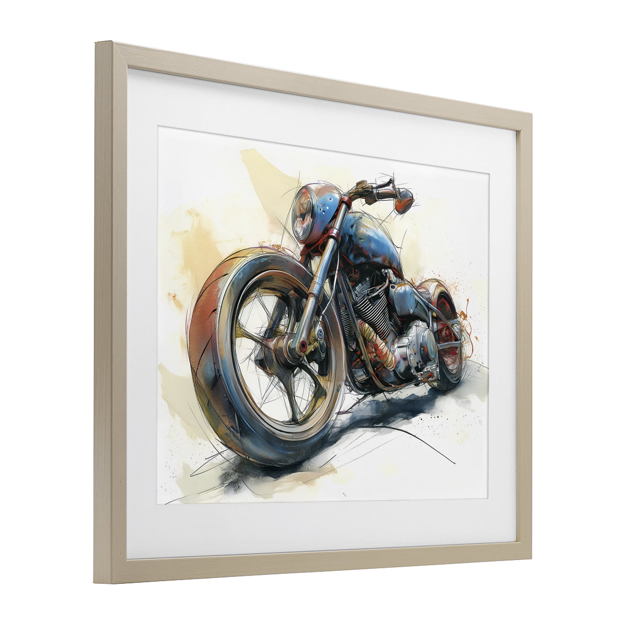 Stupell Industries Whimsical Motorcycle Concept Birch Framed Print Under Glass, design by Steve Hunziker