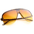 thumbnail image 4 of sunglassLA Unisex Oversize Flat Top Semi-Rimless Frame Shield Aviator Sunglasses (Tortoise / Amber) - 70mm, 4 of 4