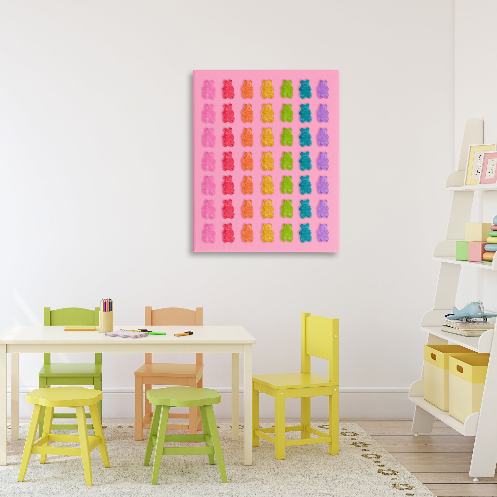 Stupell Industries Rainbow Bears in Stripes Canvas Wall Art, design by LISH Creative