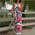 thumbnail image 2 of XPMWRP 4Th Of July Jumpsuit for Women Summer American Flag Wide Leg Overalls Casual Loose Tank Patriotic Rompers with Pockets Red S, 2 of 5