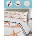 thumbnail image 4 of Quilts Twin-XL Size Bedding Set, Orange Coastal Starfish Lightweight Quilted Comforter, Summer Conch Sea Fish Stripes Soft Reversible Bedspread Coverlet with Pillow Covers for All Season, 68" x 98", 4 of 7