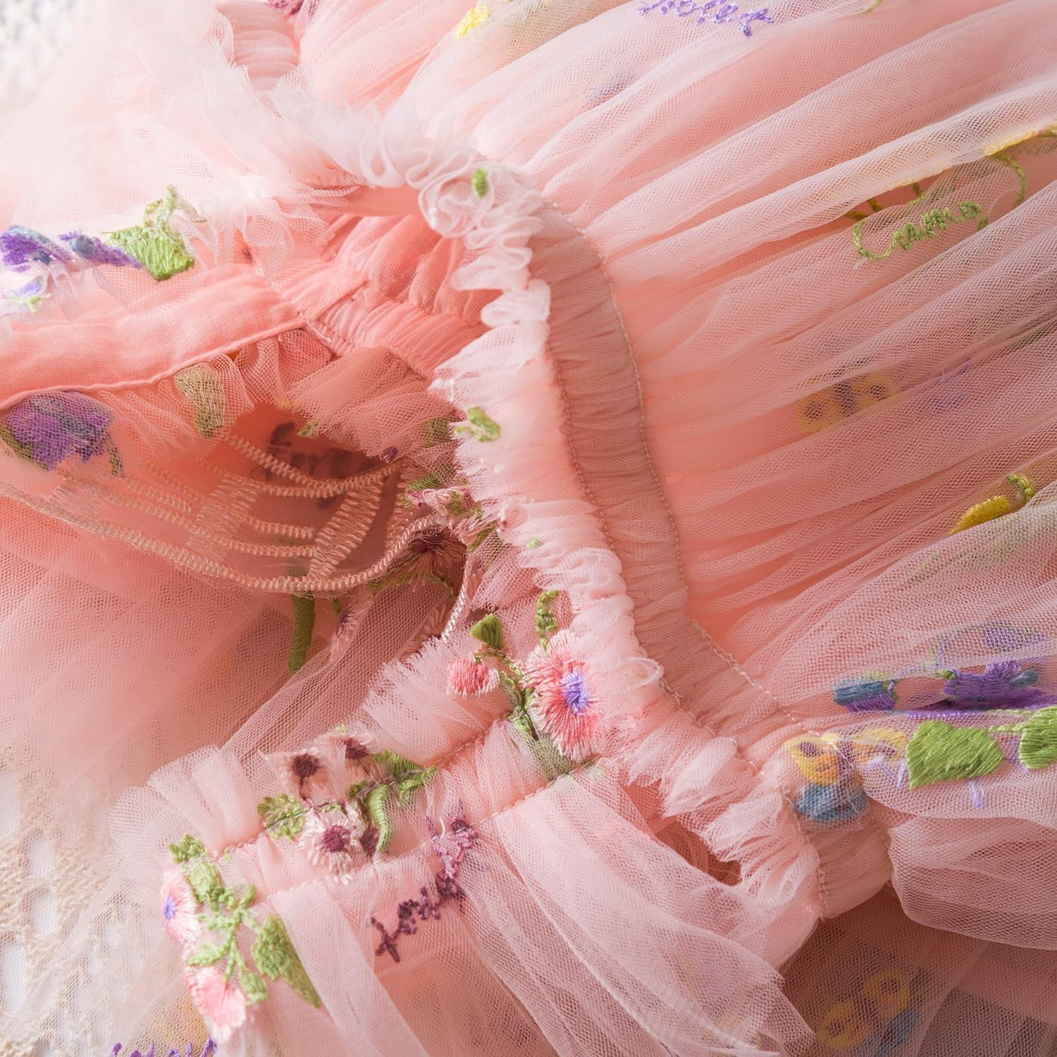 Pandaie Baby Girl Tulle Dress Flower Butterfly Wing Embroidery Sleeveless Romper Mesh Tutu Skirt Toddler Princess Birthday Party Dresses 6-12 Months Pink
