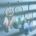 thumbnail image 2 of HOOUN Handmade Feather Beads Catcher LED Lights Wall Hanging Ornament Decor-Pink-LED, 2 of 9
