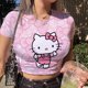 thumbnail image 4 of Camiseta Sexy de Hello Kitty con letras para mujer, top informal ajustado de manga corta con cuello redondo, Camiseta básica versátil de verano 2024, 4 of 4