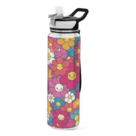 BZSMCE Sport Bottle Vibrant Smiles in Bloom Outdoor sports Water Bottle Size: 10.4x3in