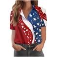 thumbnail image 5 of Mifsaly Short Sleeve Button Down Shirts for Women Lapel Collar V Neck Blouses Patriotic Hearts American Flag Print Independence Day Tops 2026 L, 5 of 6
