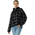 thumbnail image 3 of Fall Sweaters for Women Turtleneck Knit Sweater Long Sleeves Pullover Plaid Side Split Checked Outwear Loose Fit Tops, 3 of 8