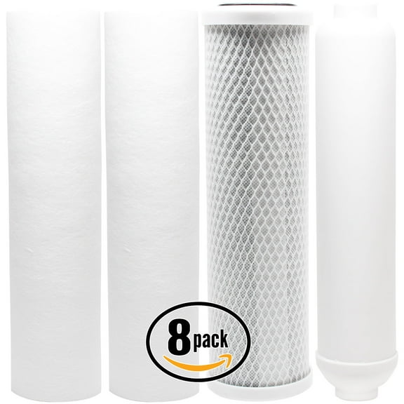 8-Pack Replacement for Filter Kit for PurePro LUX-105P RO System - Includes Carbon Block Filter, PP Sediment Filters & Inline Filter Cartridge - Denali Pure Brand