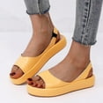 thumbnail image 4 of HAOTAGS Casual Walking Sandals for Ladies Slide Sandals Fish Mouth Platform Solid Summer Thick Bottomed Sandals Yellow Size 9, 4 of 5
