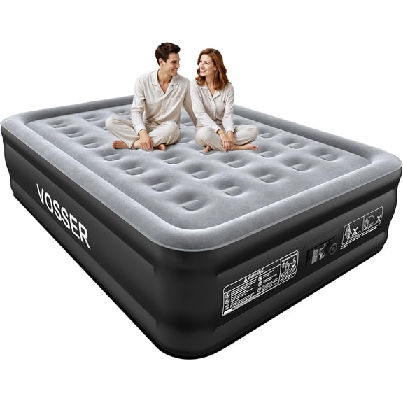 Air Mattress Queen with Built in Pump,Blow Up Mattress in 3 Mins,18'' Raised Self Inflatable Mattress,Portable Airbed for Home,Floor&Camping,Queen Size Air Matress for Adults,660LB Max,Black