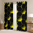 thumbnail image 2 of Geometry Curtains Geometric Honeycomb Curtains & Drapes Hexagonal Geometrical Yellow Black 30%-50% Blackout Curtains Beehive Neon Lights Window Treatments 42''Wx90''L, 2 of 5