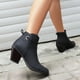 thumbnail image 4 of NECHOLOGY Botas Mujer Adulto Femenino Zapatos Botines mujer Color sólido simple Cómodo Tacón grueso Medio cilindro Puntiagudo Tallas grandes Botas occidentales Botines (Black, 6.5), 4 of 7