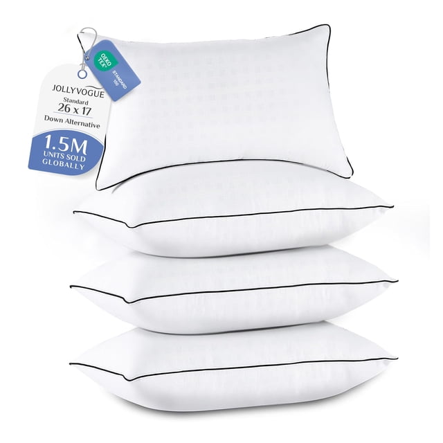 Juego de 4 almohadas JOLLYVOGUE tamaño estándar, alternativa al plumón