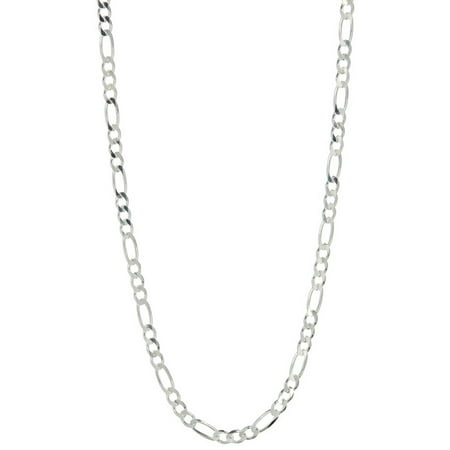 Pori Jewelers Rhodium-Plated Sterling Silver 5.25mm Figaro Chain Men's Necklace, 28