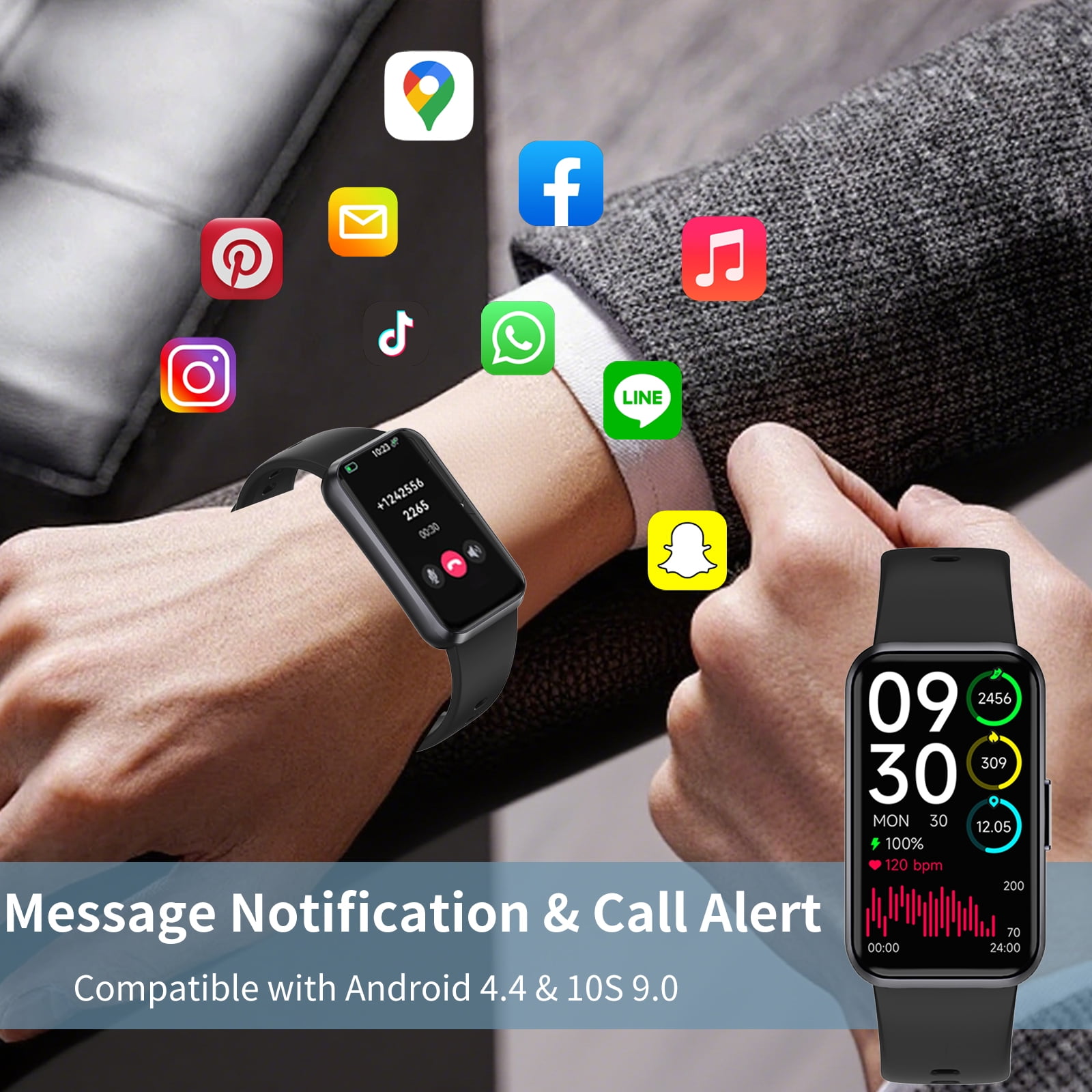 1.47" Fitness Tracker Smartwatch for Women Men with Multiple Sport Modes Step Counter Bluetooth Calls (Make/Answer) IP68 Waterproof, Fitness Tracker Compatible with Android/iOS, for Gifts, Black