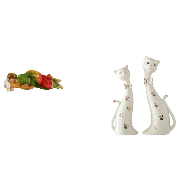 Estatua de José, figura de gato, escultura de pareja de gatos, figuras de gatos durmiendo hechas de resina y cerámica, ideales para regalar, para el h
