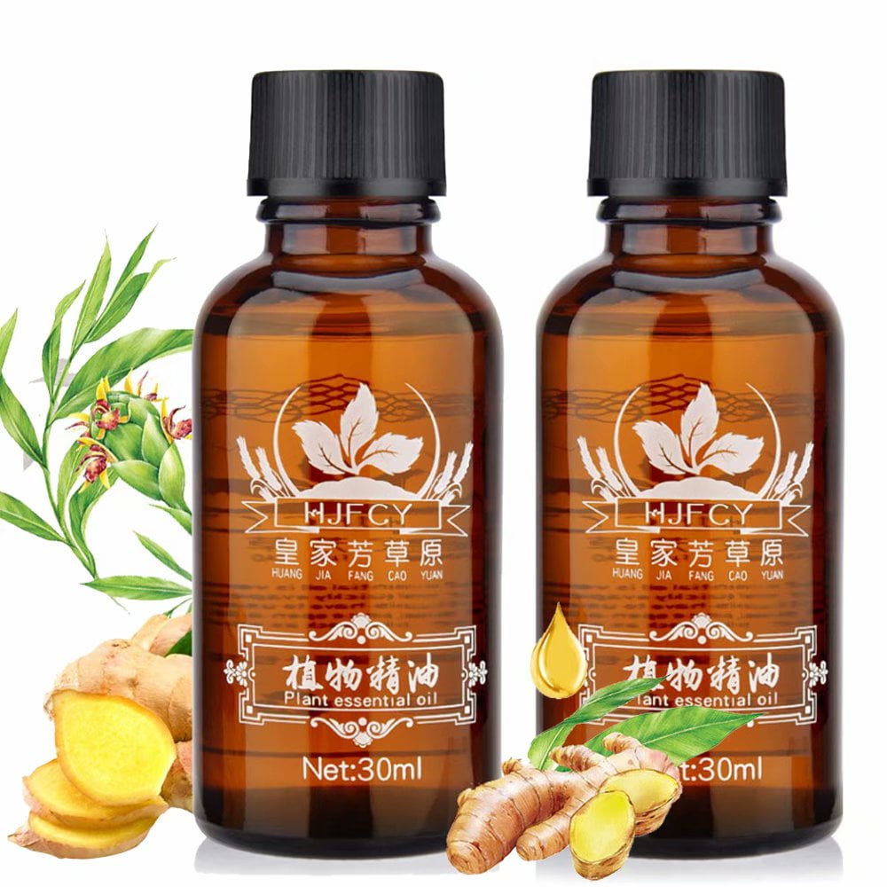 2 Pack Ginger Essential Oil for Lymphatic Drainage Massage, Hair Growth
