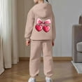thumbnail image 6 of MAIHAN-Girls 2 Piece Outfits Toddler Girls Bow & Cherry Print Sweatshirts Sweatpants Set School Outfits Girl Clothes Fall Winter Hoodie & Pants Sets(Khaki2,2-3Years), 6 of 8
