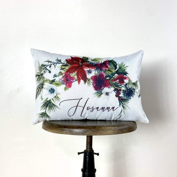 Hosanna Christmas Poinsettia Throw Pillow Cover | Christmas Pillowcase | 18x12 | Christmas tree | Christmas Gifts | Room Decor | Mom Gift