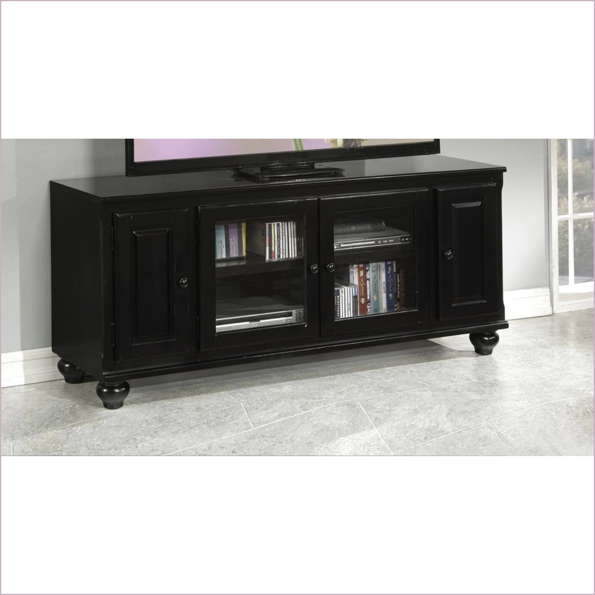 TV Furniture Modern Black Finish TV Stand with Storage | Fits 59” TVs | Black | TV Size Ranges 50-59 inches