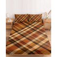thumbnail image 2 of Twin Sze Fitted Sheet Set - Orange Buffalo Plaid 2 Piece Bedding Sets 16" Deep Pocket Fitted Sheet with 1 Pillowcase, Fall Thanksgiving Checkered Brushed Microfiber Hotel Luxury Bed Sheets, 2 of 9