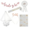 Teblacker Bachelorette Party Accessories Set, 3 Piece Bridal Shower Decoration Accessories- To Be Bride Sash and Veil Bride Headband