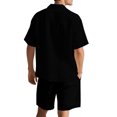 thumbnail image 4 of CHUMUD 2 Piece Sets for Men Button Down Collared Short Sleeve Shirts and Drawstring Shorts Textured Tracksuit Walking Suits Summer Trendy Casual Outfits, 4 of 4
