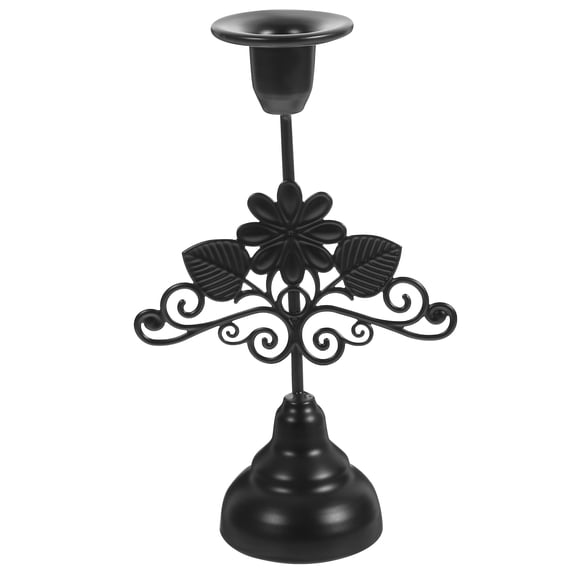 Vosarea Vintage Desktop Candle Holder Black Metal Decorative Candle Stand for Romantic Ambiance