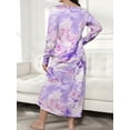 thumbnail image 3 of ValueVibe Plus Size Nightgown for Women Long Sleeve Sleepshirt Crew Neck Full Length Sleepdress with Purple Marble Print, 1XL, 3 of 4