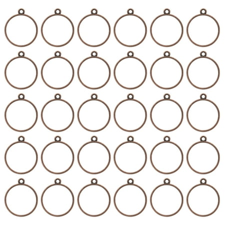 50pcs Open Bezels, Resin Bezels Pendants Mold Open Back Bezels Alloy for Resin Jewelry Making, Round , Dark Bronze