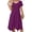 D1-Purple, variant on Women's Short Sleeve Summer Swing Dress, Casual Loose T-Shirt Dress with Pockets, Irregular Hem Purple Midi Sundress, Size L